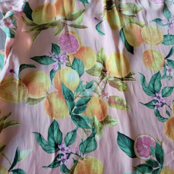 Joie Womens Large Sleeveless Lemon Print Blouse With Flutter Sleeves V-Neckline - Picture 3 of 14